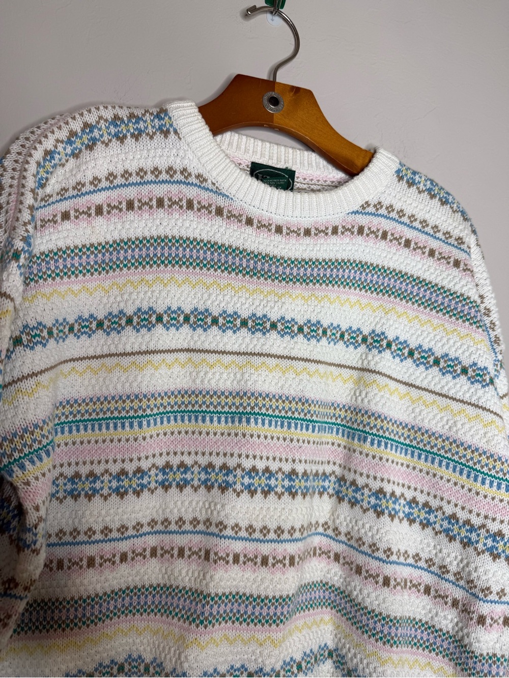 Vintage Izod sweater women’s large knit striped colorful pastel grannycore - Picture 2 of 4